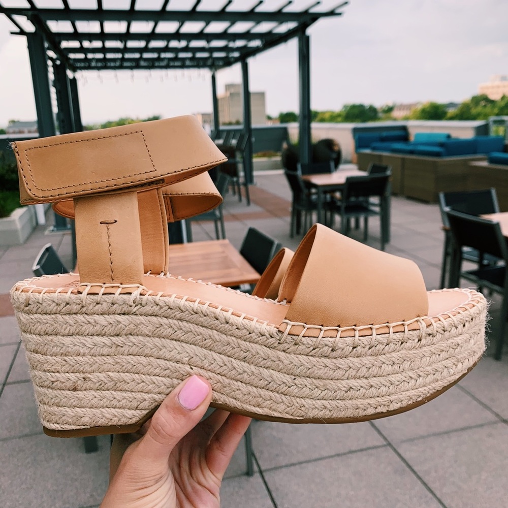 NEW Frye Amber Espadrille Wedges Caramel Size 8.5